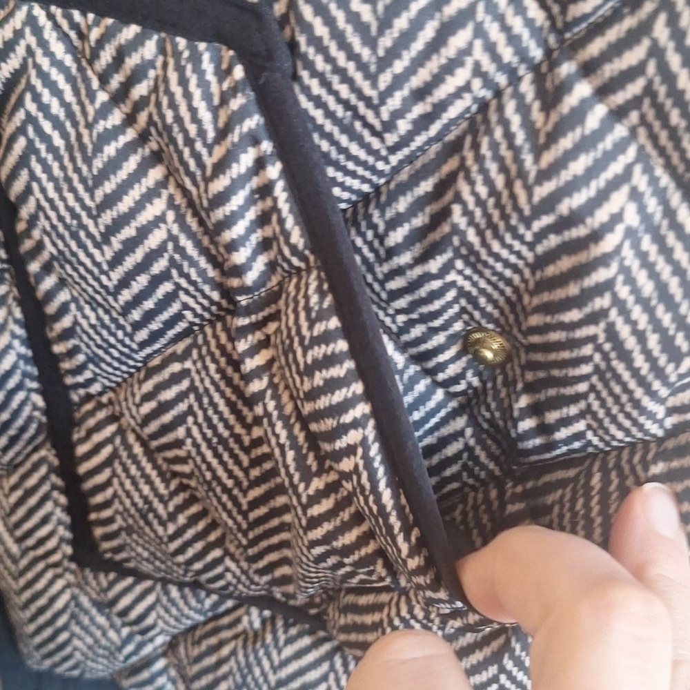 J.Crew Excursion Quilted Puffer Vest XS Black White Herringbone 90s Old Money - Picture 6 of 8